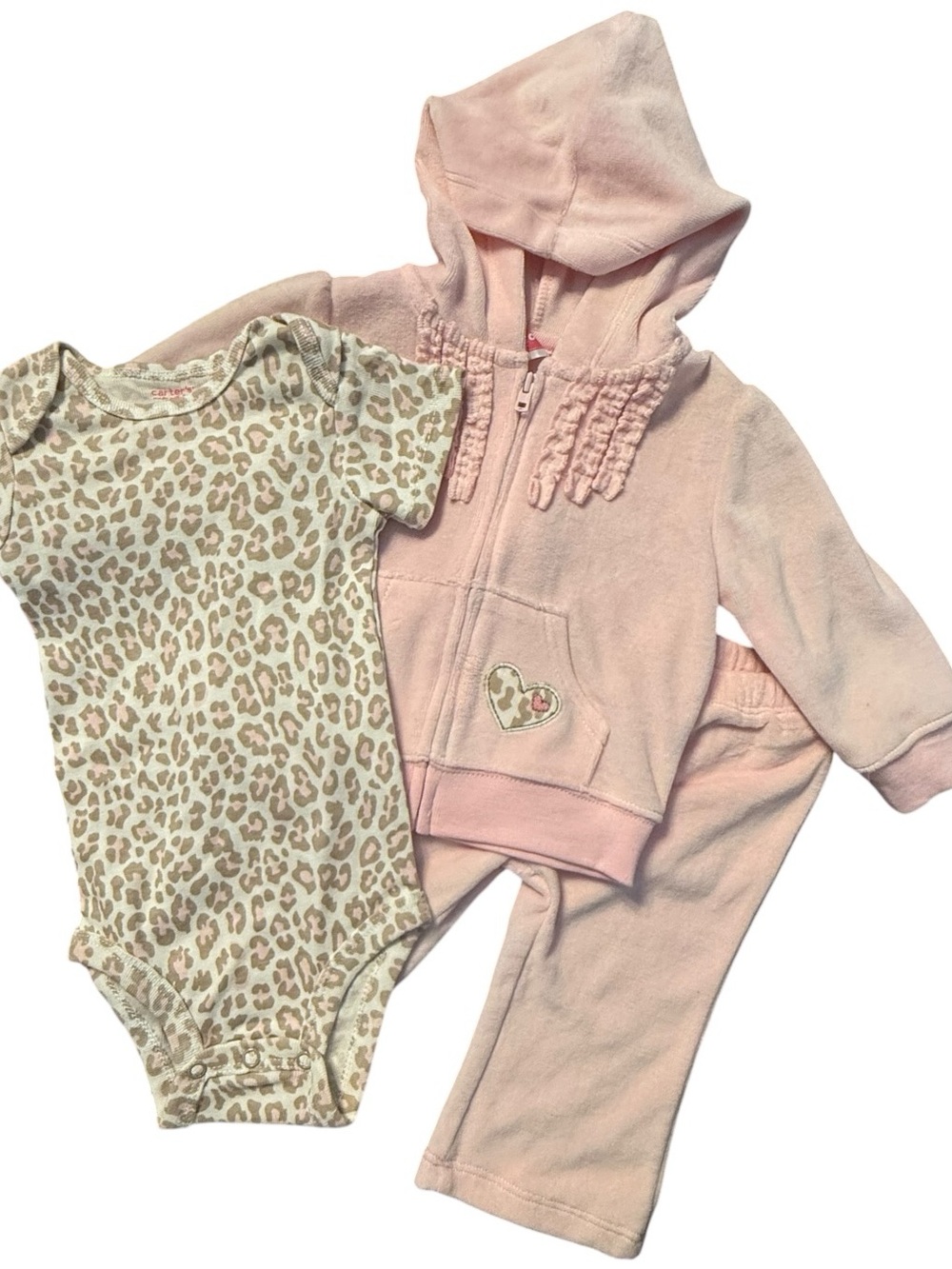 Carter’s Baby Girl 6M Pink Leopard 3 Piece Outfit Set Y2K Vintage NWT